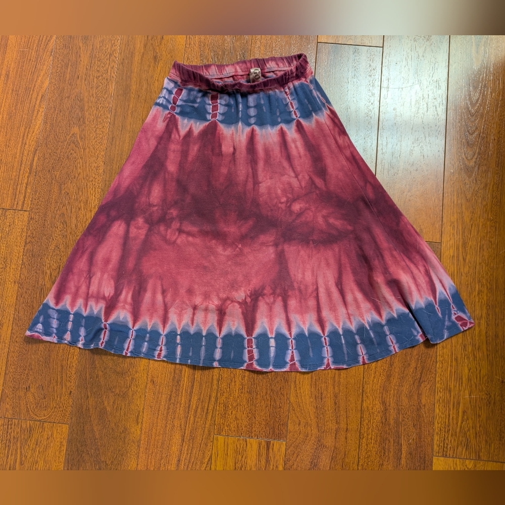 Tie-Dye Maroon and Blue Women's Skirt